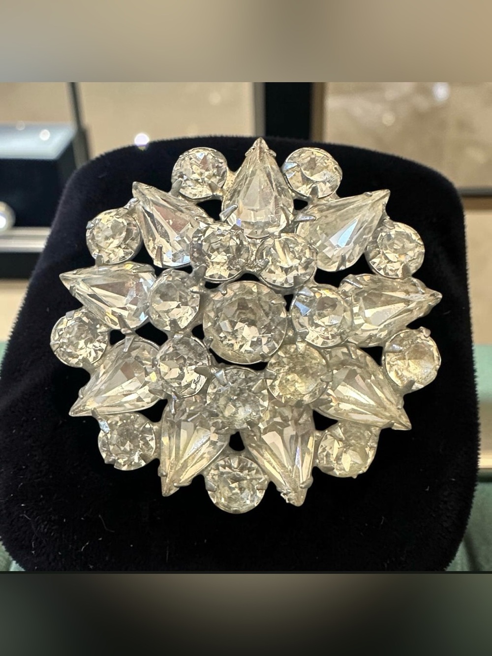 Vintage Albert Weiss Sparkling Clear Rhinestone Cluster Brooch